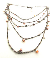 Liz Palacios SF Necklace Crystal Pearl 5 Strand 2.5*16*18 inches