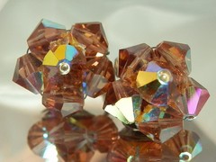 SPARKLY Vintage 50’s Amber AB Crystal Cluster Clip On Flower Earrings 595J0