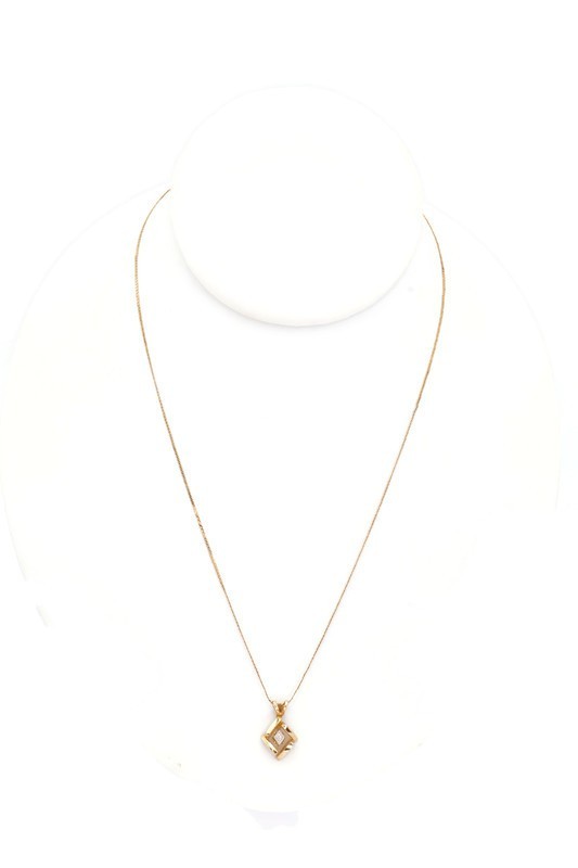 Vintage Gold Filled Diamond Pendant Necklace 17.75″