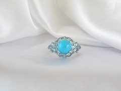 Vintage Sterling Silver 925 Sleeping Beauty Blue Topaz Ring Size 7