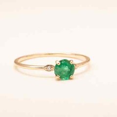 Vintage Round Cut Lab Created Emerald Engagement Wedding Ring Yellow Gold Plated