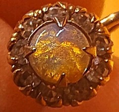 Vtg Signed Vargas Screw-Back Earrings Faux Fire Opal & Rhinestone Goldtone Rare