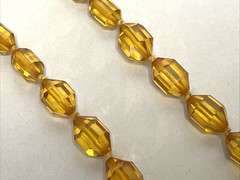Art Deco Yellow Amber Bakelite Translucent Faceted Bead Necklace 34″ Tested 61g