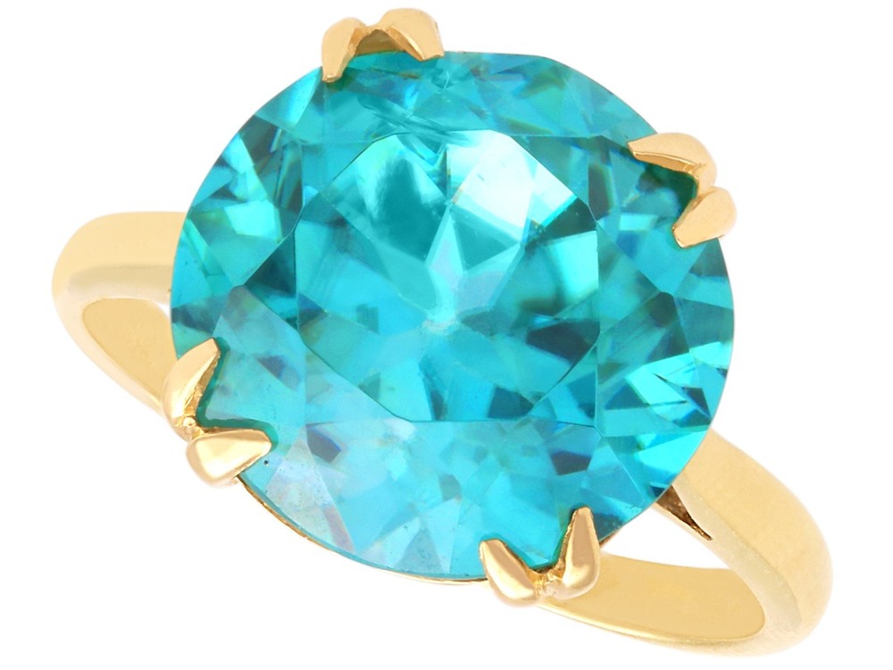 Antique 10.90Ct High Zircon and 18k Yellow Gold Solitaire Ring Circa 1910