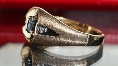 10k yellow gold 0.30ctw natural diamond ring sapphire sz 10 heated 2.63g Romance