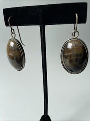 Vintage Jasper Sterling Silver Earrings with Fish Hook Closing; Made In USSR