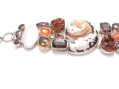Vintage Sterling Silver Bracelet Natural stone MODERN ART
