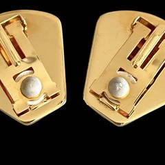 Hermes VTG Rabbit Motif Enamel Clip₋On Earrings Glod/Beige Cloisonne w/Box Used