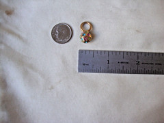 VINTAGE 2-SIDED BALL MULTICOLOR PASTEL RHINESTONE CLUSTER GOLD TONE PENDANT