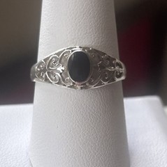 Antique Deco Style Dainty Ring Sterling Silver 925 SU Filagree Size 8.75 2.2g