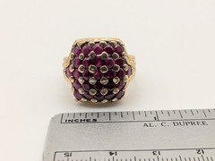 Vintage Gold over 925 Sterling Silver Ruby Pavé Ring Sz 9