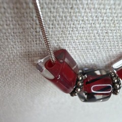 VINTAGE 925 STERLING SILVER SLIDING GLASS BEADS ITALY NECKLACE 18”