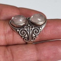 Vintage Ancient Victorian Ring Sterling Silver Quartz Stone Size 10