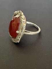 Vintage Art Deco Sterling Silver 925 Carnelian Ring Size 5.25 – 6.8g