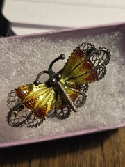 Antique silver2 enamel butterfly brooch pin hallmarked 800
