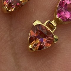 14K Yellow Gold Mystic Pink Topaz Leverback Earrings Stamped VA