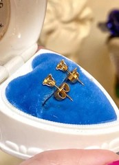 Beautiful Vintage 10 Kt. Yellow Gold Faceted Round Golden Citrine Stud Earrings