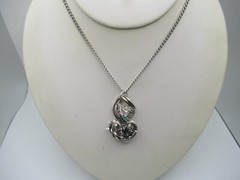 Vintage White Pendant With Green Stones