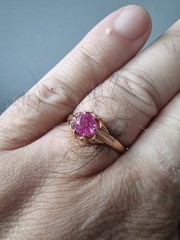 Rare Vintage Original Soviet Russian Solid Rose Gold Sapphire Ring 583 14K USSR