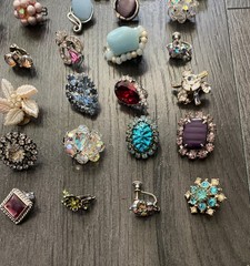 Lot of 39 Vintage Single Earrings Beaded-Rhinestone-Turquoise-Faux Pearl-Etc.