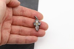 Vintage Aquamarine Cross Rough Natural Rough Gemstone Cross set in Silver (#56)
