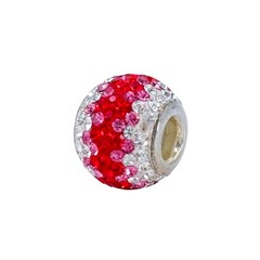 Vintage Sterling Silver 925 Red Crystal Barrel Charm Bead
