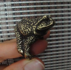 Vintage Style Solid Brass Frog Ring Tiger Stripe Design (20MM) US 10