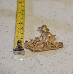Lovely Woman Gardening Brooch with Rhinestone Flowers