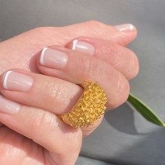 Vintage Cocktail Ring Estate Jewelry Pre-owned Sea Urchin Dome Gold Plated Sz 7