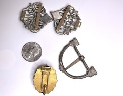 Deco jeweled belt buckle-belt clasps-Etruscan revival pin-pendant-Victorian