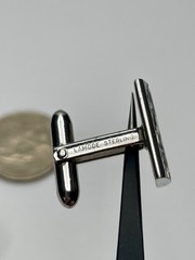 Vintage LaMode Sterling Silver Cufflinks Mid Century Etched Leaf Accent Square