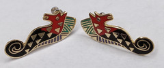 Laurel Burch Sea Stallion Seahorses Pierced Earrings