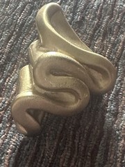 Vintage Signed Gold Tone Abstract Wave Clip On Earrings Brushed Finish