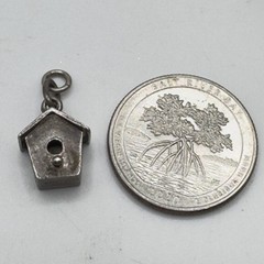 Vintage Sterling Silver Bird House Charm Brown County Silver Co .5 In