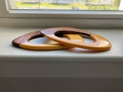Set Of 2 Rare Vintage Irregular Shape Carved Laminated Bakelite Bangle Bracelets