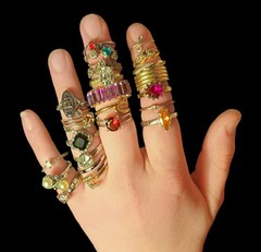 25 Pc Vintage & Modern Costume Ring Lot—Colorful Art Deco Cluster Baguette