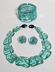 Runway Gerda Lynngaard Monies Seafoam Green Lucite Necklace Bracelet Earring Set