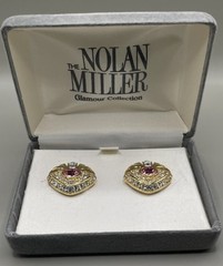 Nolan Miller Pink Venus Women’s Clip On Earrings Gold Plated Crystals