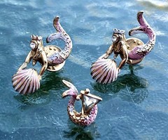 Vtg MCM Marvella Mermaid Nautical Pink Scatter Pins Lot RARE Ocean Beach Fantasy