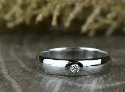 1ct Round Cut Simulated Diamond Unisex Stunning Band Ring 14K White Gold Plated