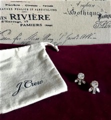 J.Crew Clear Glass Crystal Signed Pierced Ear Post-Back Earrings – Lightweight!