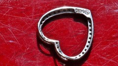 14k white gold pendant 0.09ct natural diamond open heart charm 0.66gr N2744A