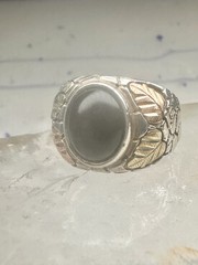 Black Hills Gold ring onyx leaves band size 11 sterling silver women men