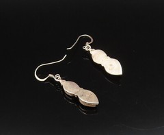 925 Silver Vintage Oval Blue Topaz & Pear Shaped Onyx Drop Earrings EG12224