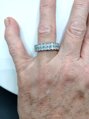 Vintage Eternity Band Ring Size 8 CZ Cubic Zirconia Multi Stone Silver Tone
