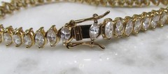 Ross Simons Sterling Silver Clear Marquise Stones Tennis Bracelet 13.3g ~ 3-E268