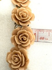 Resin Rose Bib Necklace Enamel Chain Choker Flower Peach