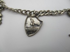 VINTAGE STERLING SILVER CHARM BRACELET with 5 STOWE VERMONT SKI CHARMS