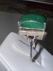 Vintage Sterling Silver Malachite Ring 925 Size 6.75