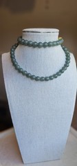 Certified Burma Grade A Jadeite Blue Lake Green Bead Necklace 9mm